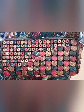 Puerto Rico Coconut Shell Disc Crossbody Bag Multicolor Boho Purse
